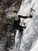 Emily climbing Pitchoff Right. (Category:  Ice Climbing)