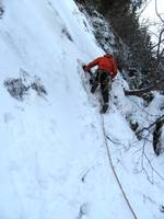 Guy leading the first pitch. (Category:  Ice Climbing)