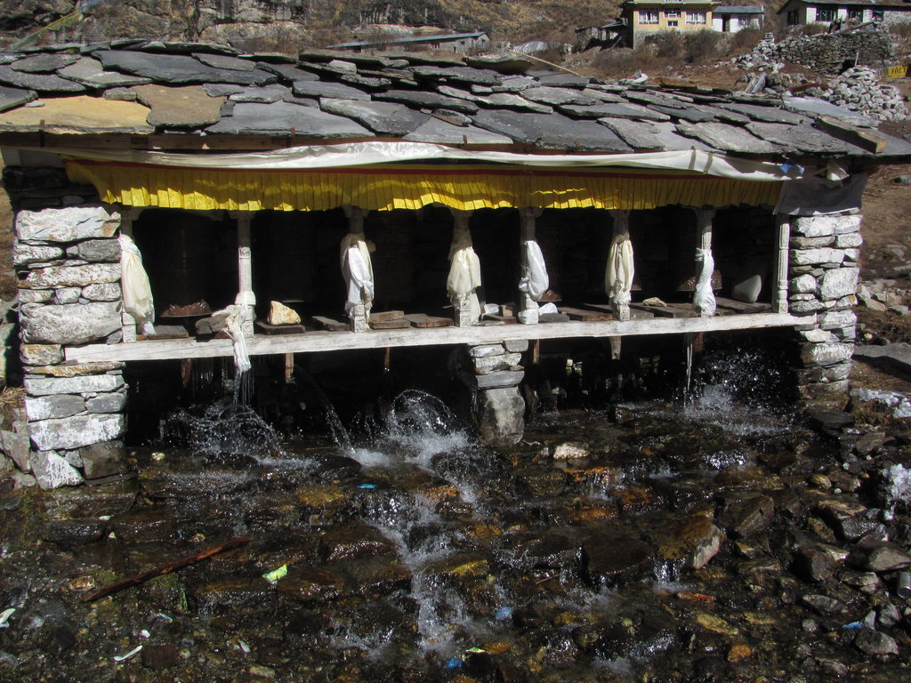 Water powered prayer wheels. (Category:  Travel)