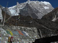 Josh with the shrine and Tsangbu Ri in the background. (Category:  Travel)