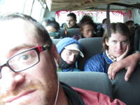 Dave and Josh in the seat behind me on the bus. (Category:  Travel)