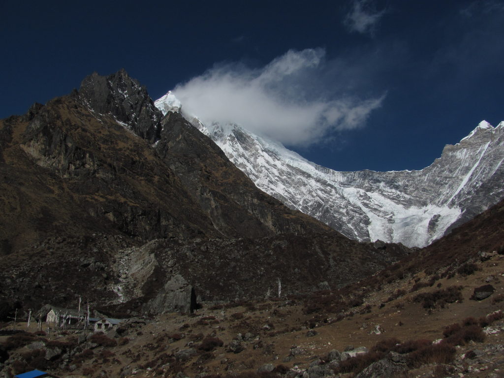 Lots of wind at the summit of Langtang Lirung. (Category:  Travel)