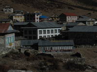 Kyanjin Gumba. The Viewpoint Lodge is in the far left, rear corner of the picture. (Category:  Travel)