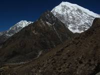 Langtang Lirung towering over Kyanjin Gumba (Category:  Travel)