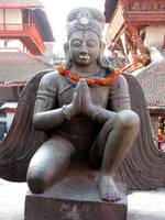 Kathmandu Durbar Square.  Even the statues are decked out for the festival. (Category:  Travel)