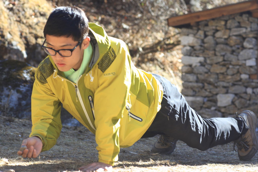 Young playing the climber's game. (Category:  Travel)