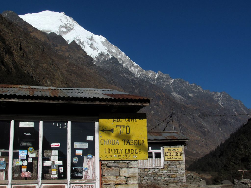 Langtang II behind Lovely Lodge. (Category:  Travel)