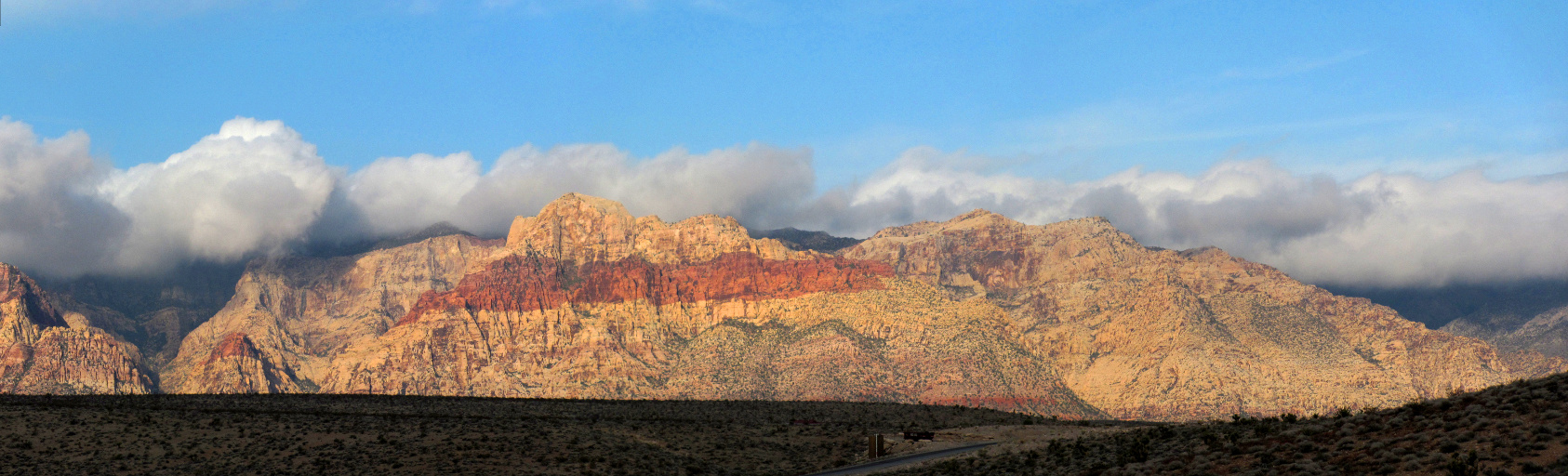 Panorama of Red Rock Conservation Area from the campground. (Category:  Rock Climbing)