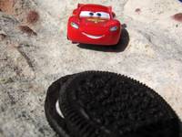 Lightning McQueen on Cookie Monster. (Category:  Rock Climbing)