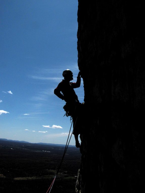 Me leading the second pitch of Bonnie's Roof. (Category:  Rock Climbing)