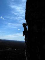 Tara on the second pitch of Bonnie's Roof. (Category:  Rock Climbing)