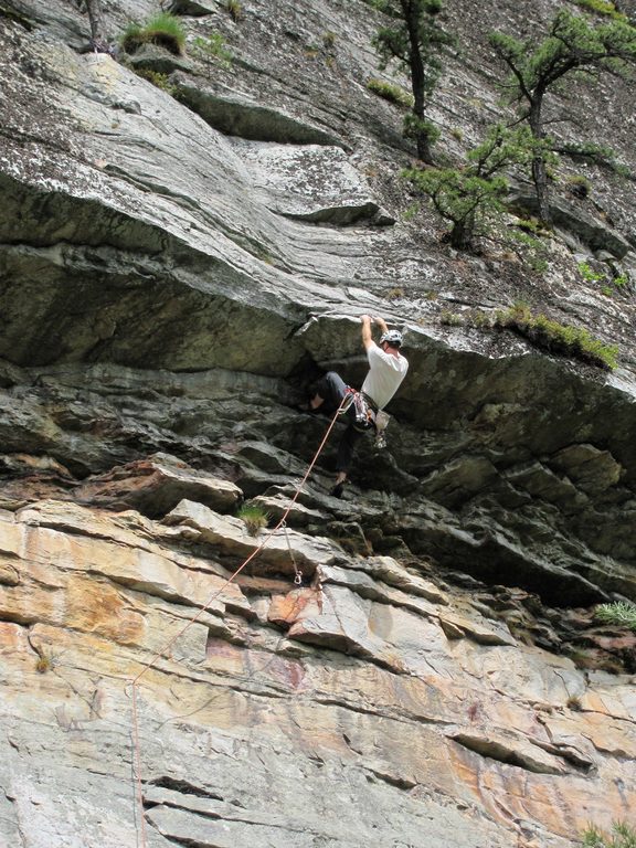 Grabbing the flake on Casablanca for the first time... (Category:  Rock Climbing)