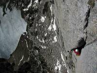 Mike coming up the NE Face of Pingora. (Category:  Rock Climbing)