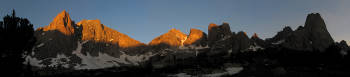Sunrise in the Cirque of the Towers, my favorite climbing location in the entire world. (Category:  Rock Climbing)