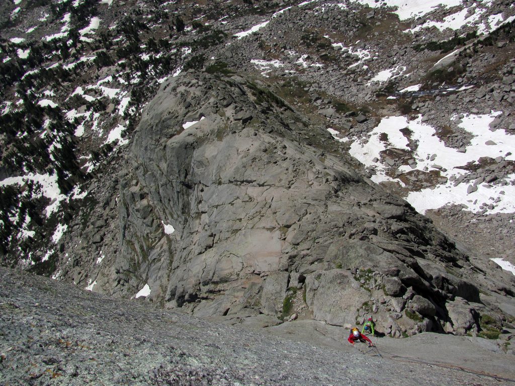 Climbing the South Buttress of Pingora. (Category:  Rock Climbing)