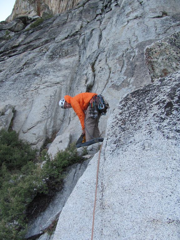 Mike ready to start up Charlotte Dome. (Category:  Rock Climbing)