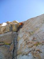 Me leading the Slot pitch on Charlotte Dome. (Category:  Rock Climbing)