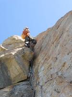 Me leading the Slot pitch on Charlotte Dome. (Category:  Rock Climbing)