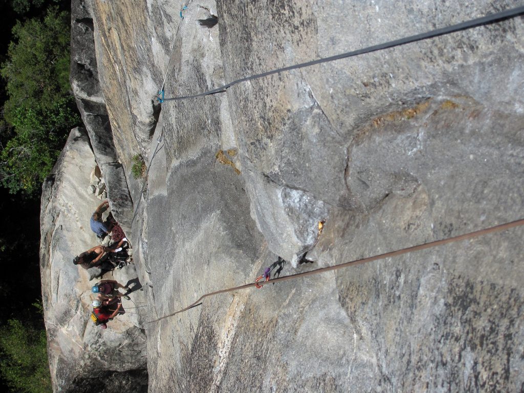 Looking down pitch three of Nutcracker. (Category:  Rock Climbing)