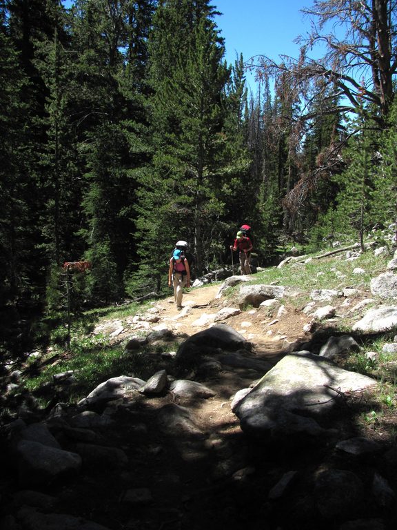 Beth and Mike hiking into the Winds. (Category:  Rock Climbing)