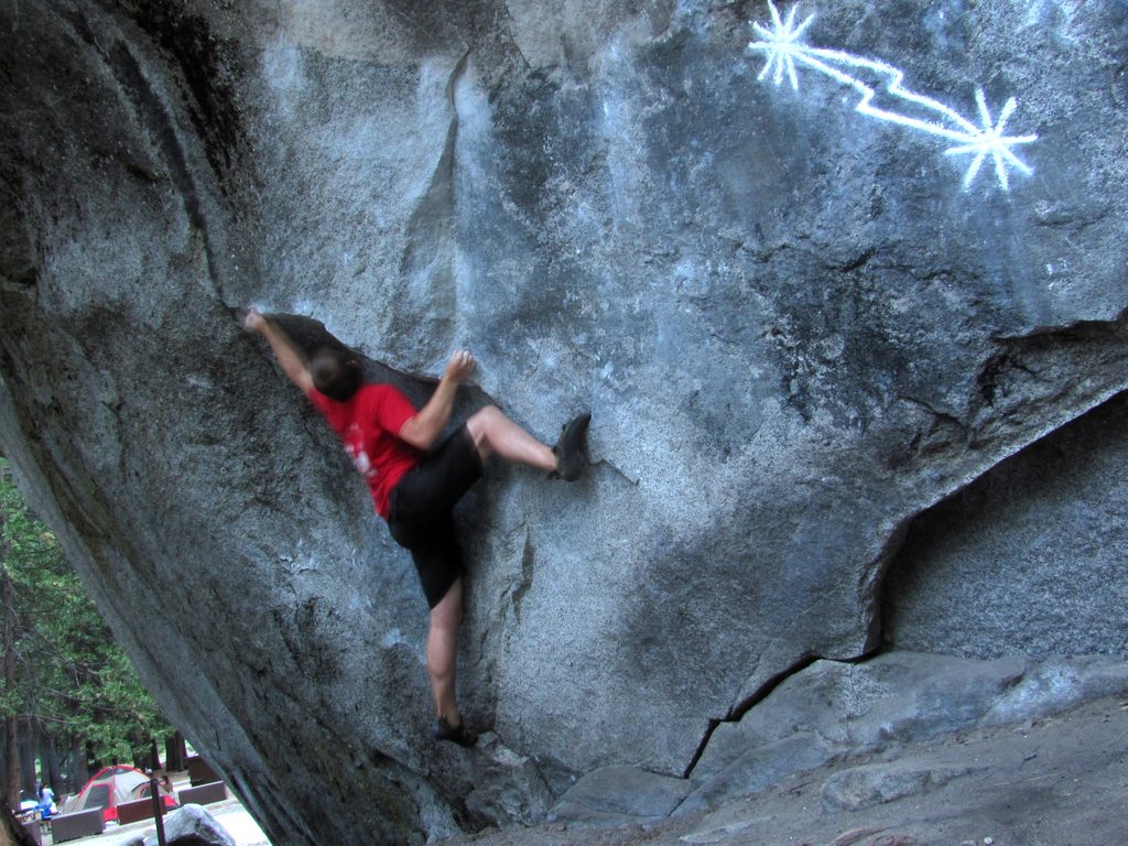 Mike on Midnight Lightning. (Category:  Rock Climbing)