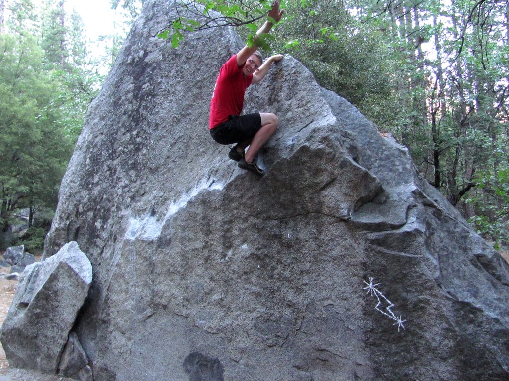 Mike sending... Midnight Lightning... really?  Wow! (Category:  Rock Climbing)