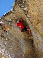 Mike one move from the finishing jug. (Category:  Rock Climbing)