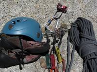 ...with climbing shoes to suggest an atmosphere of climbing. (Category:  Rock Climbing)