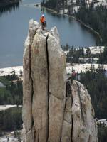 Beth rappelling. (Category:  Rock Climbing)