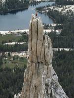 Beth rappelling. (Category:  Rock Climbing)