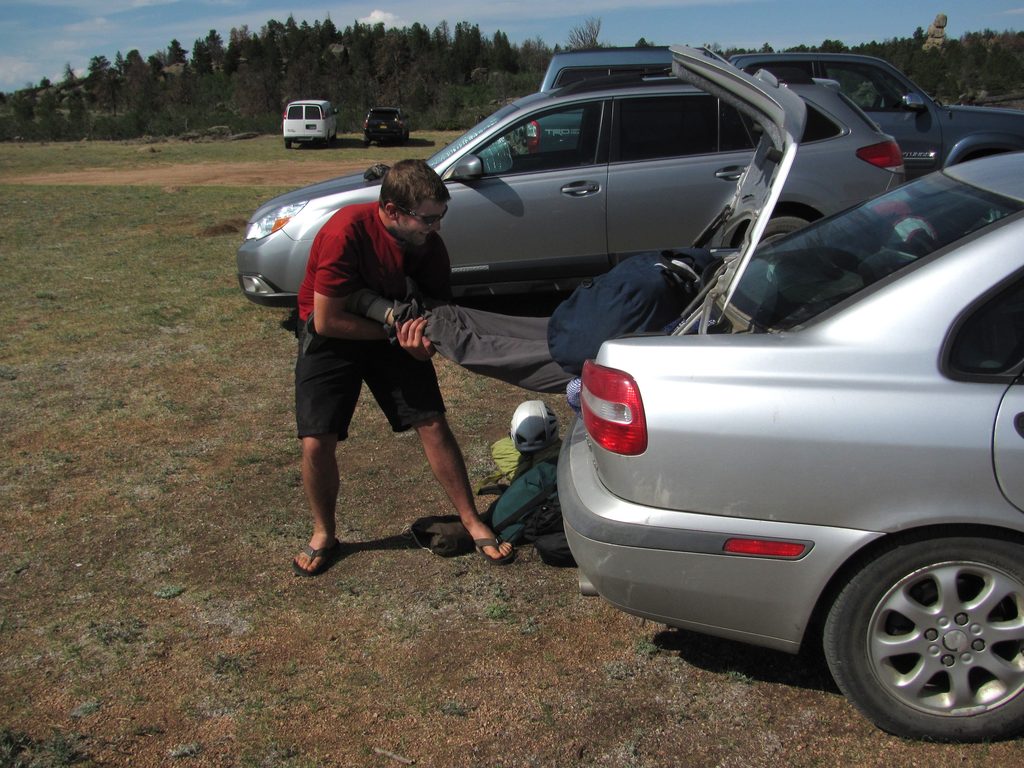 Yeah, it is in the back seat, on the hat rack. (Category:  Rock Climbing)