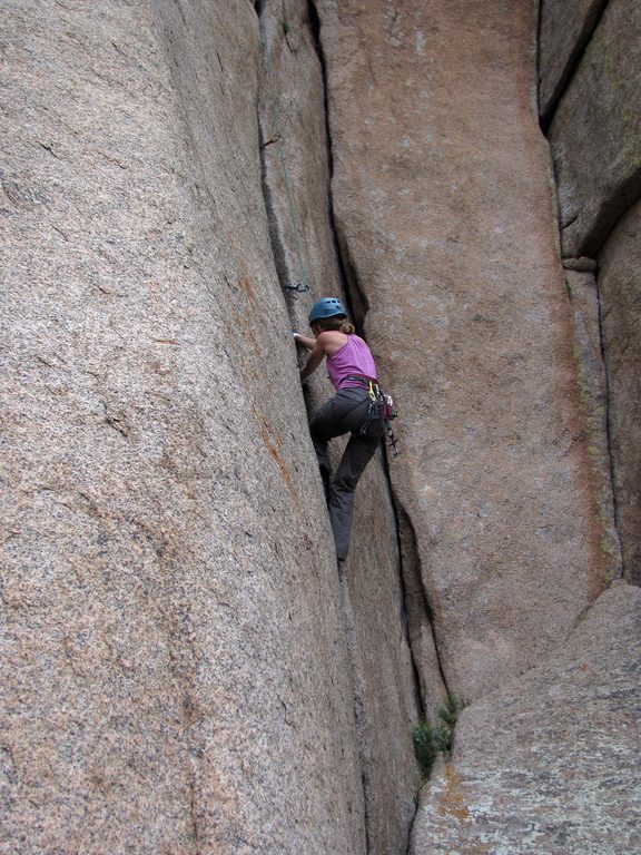 Beth on Climb and Punishment. (Category:  Rock Climbing)