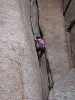 Beth on Climb and Punishment. (Category:  Rock Climbing)