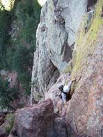 Tom coming up pitch 3 of Rewritten. (Category:  Rock Climbing)