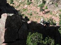 Mike leading the last pitch of Rewritten. (Category:  Rock Climbing)