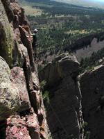 Mike leading the last pitch of Rewritten. (Category:  Rock Climbing)