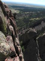 Mike leading the last pitch of Rewritten. (Category:  Rock Climbing)