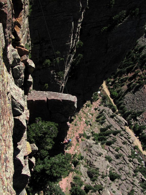 Beth following the last pitch of Rewritten. (Category:  Rock Climbing)