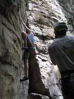 Beth climbing at Kaymoor. (Category:  Rock Climbing)