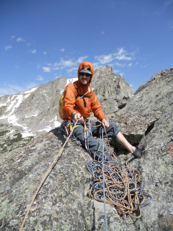 Belaying the final pitch of Sundance Pinnacle. (Category:  Rock Climbing)