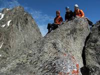 The three of us on the summit of Sundance Pinnacle. (Category:  Rock Climbing)