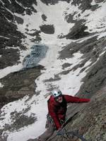 Mike nearing the top of Pingora. (Category:  Rock Climbing)