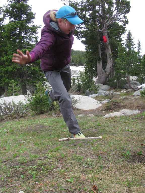 Beth playing the climber game. (Category:  Rock Climbing)