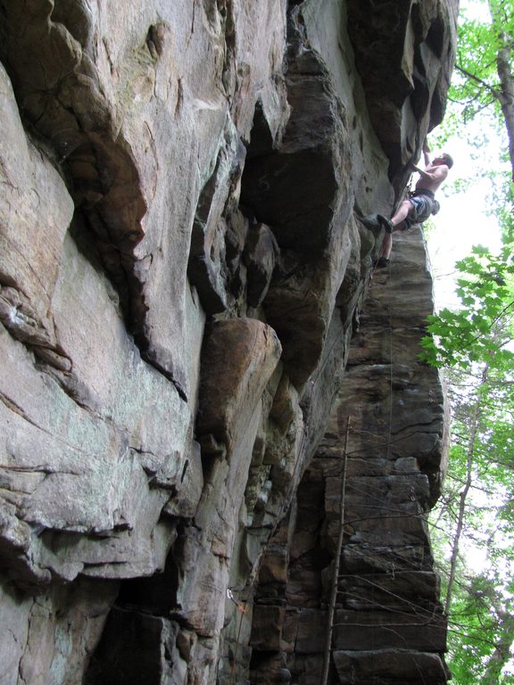 Guy climbing at Kaymoor. (Category:  Rock Climbing)