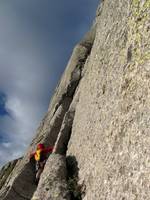 Mike leading p2. (Category:  Rock Climbing)