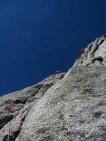 Mike leading p4 of Pingora. (Category:  Rock Climbing)