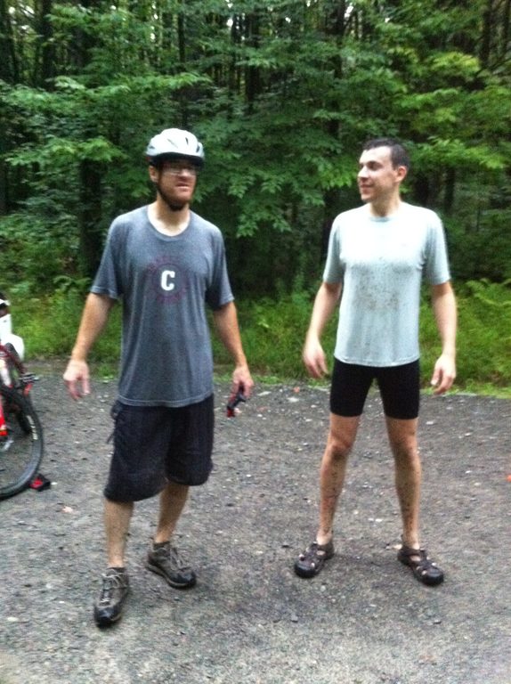 Me and Steven all waterlogged. (Category:  Biking)