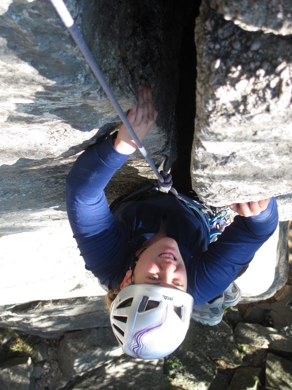 Katie at the offwidth on Yellow Ridge. (Category:  Rock Climbing)