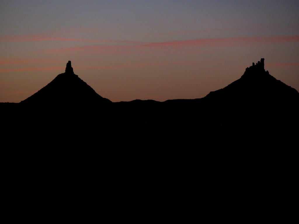 Six Shooters at dusk. (Category:  Rock Climbing)