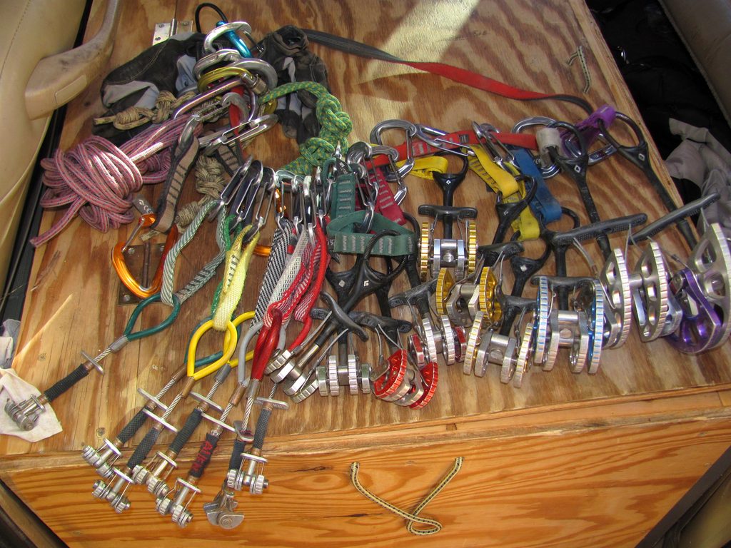 Guy's contribution to the rack. (Category:  Rock Climbing)